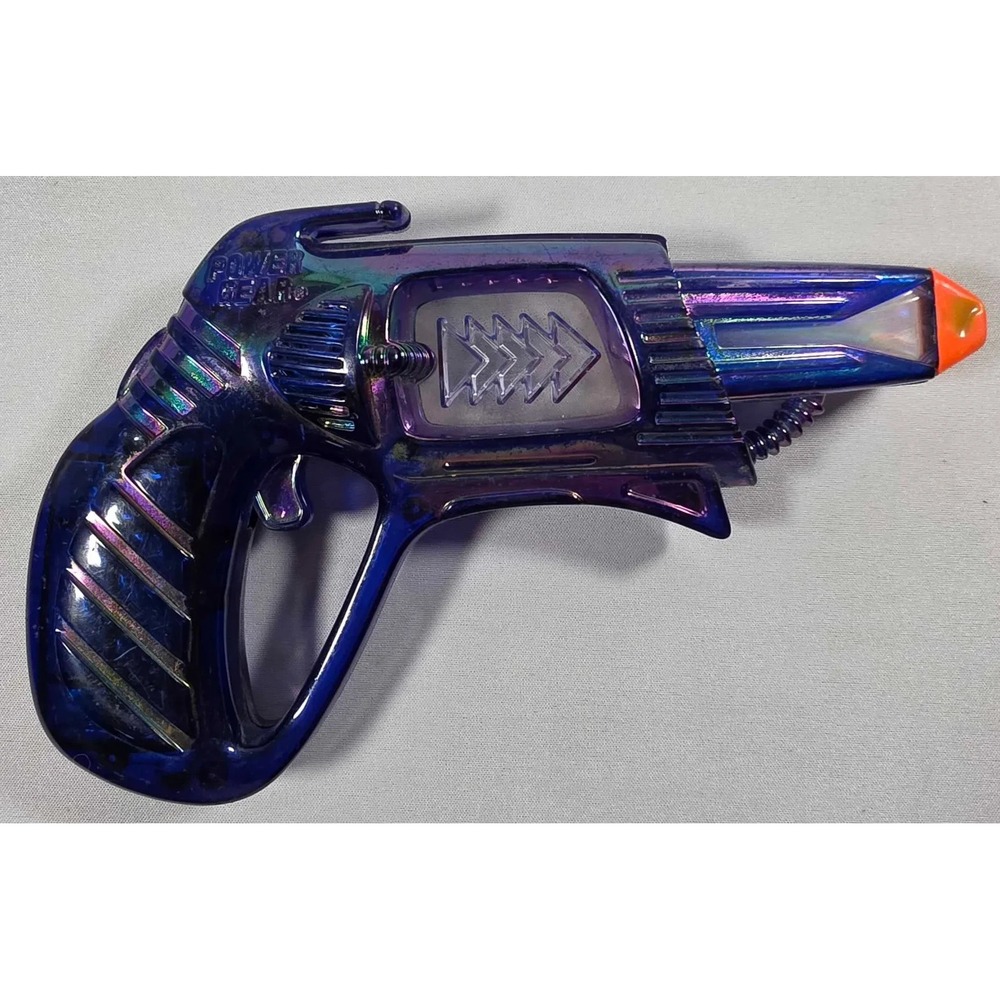Vintage Power Gear Toy Gun Retro Chrome Plastic - Working Tested